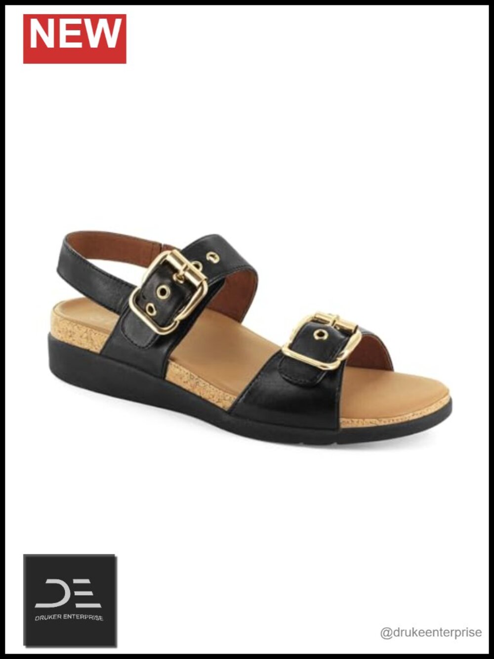 Leather Adjustable Sandals with Elevated Heel, Arch Support